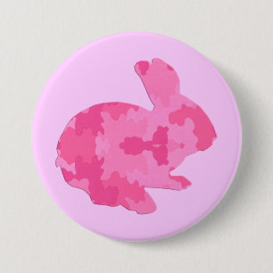 Rosa Camouflage Silhouette Påskhare Button Knapp