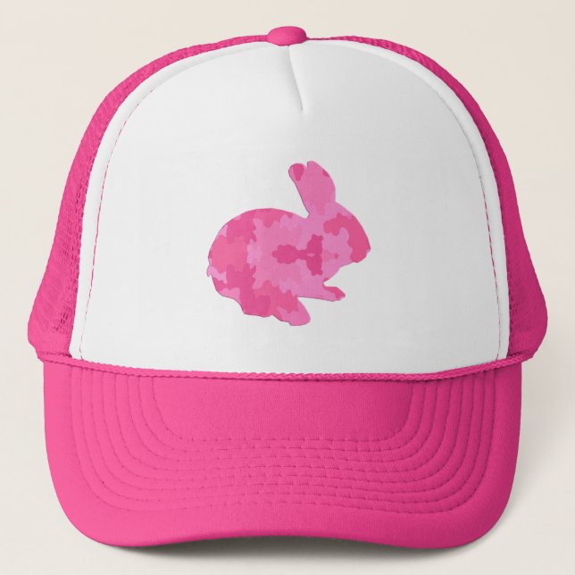 Rosa Camouflage Silhouette Påskhare Hat Truckerkeps (Framsida)
