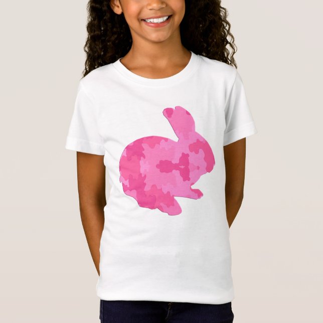 Rosa Camouflage Silhouette Påskhare Shirt Tee (Framsida)