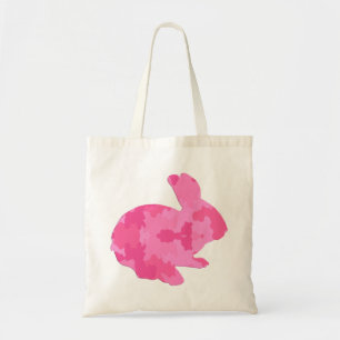 Rosa Camouflage Silhouette Påskhare Tote Bag Tygkasse