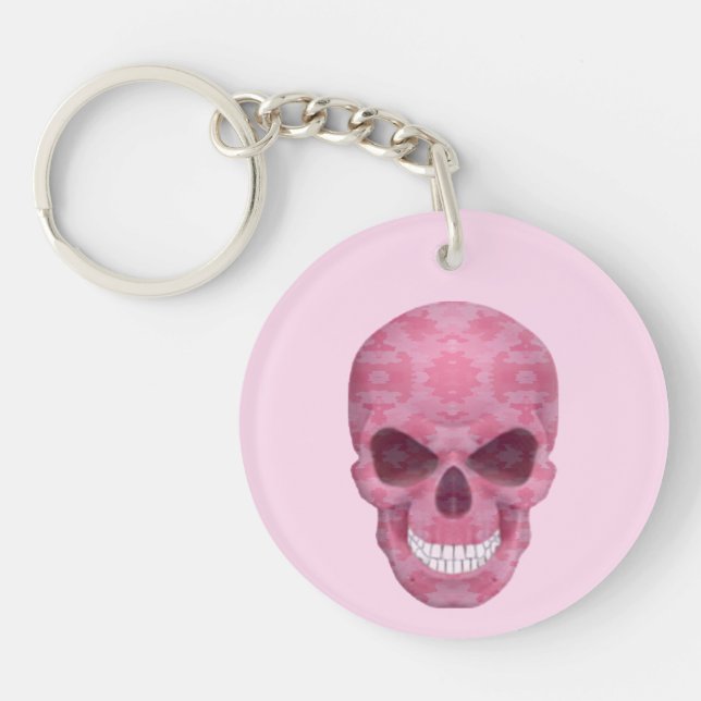 Rosa Camouflage Skull-Nyckelring (Framsidan)
