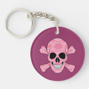 Rosa Camouflage Skull och Crossbone-Nyckelring