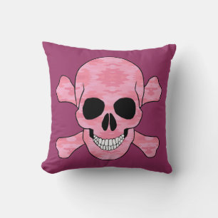 Rosa Camouflage Skull och korsben Dekorativ kudde