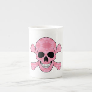 Rosa Camouflage Skull och korsben Mugg Benporslin Mugg