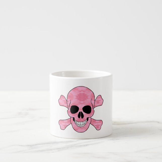 Rosa Camouflage Skull och korsben Mugg Espressomugg (Framsidan)