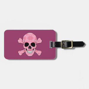 Rosa Camouflage Skull- och korsbenslemärke Bagagebricka