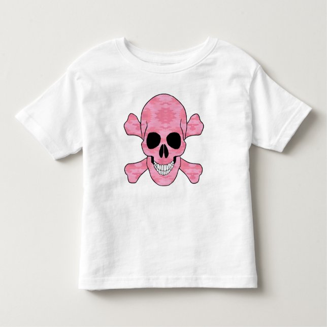 Rosa Camouflage Skull och korsskelettfrakt T-shirt (Framsida)