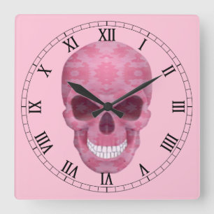 Rosa Camouflage Skull - romerskt numeriskt klocka