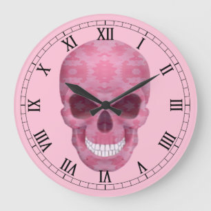 Rosa Camouflage Skull - romerskt numeriskt klocka