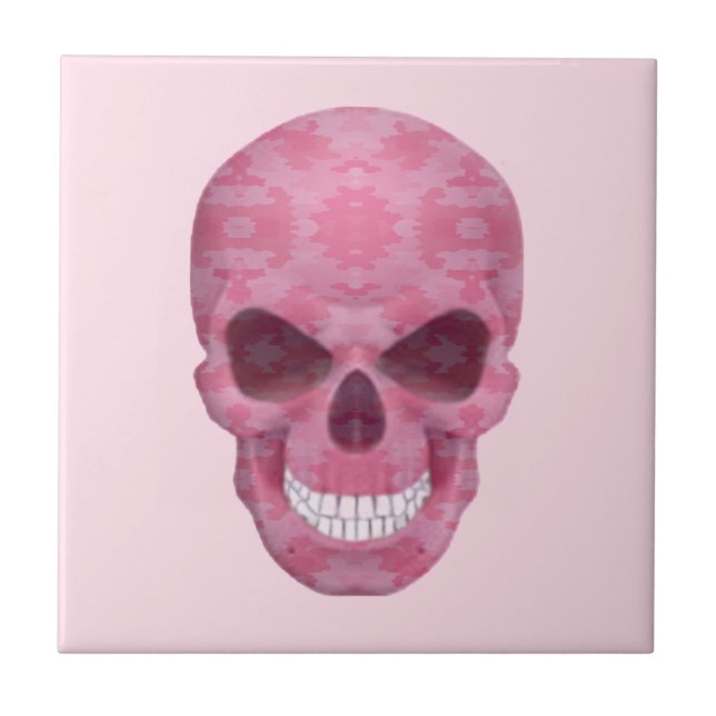 Rosa Camouflage Skull Tile Kakelplatta (Framsidan)