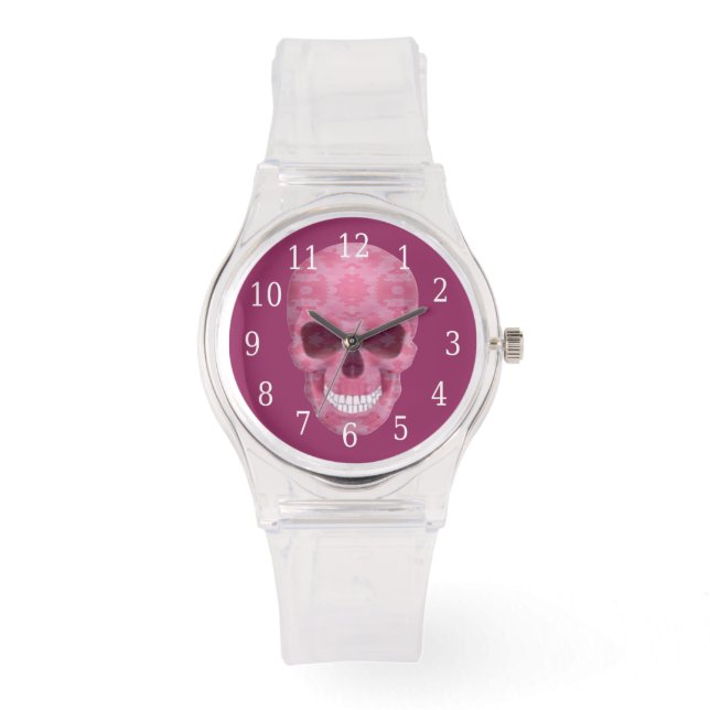 Rosa Camouflage Skull Watch Armbandsur (Framsida)