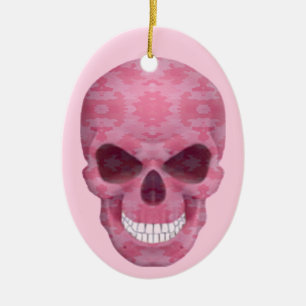 Rosa Camouflage Skulloval Ornament