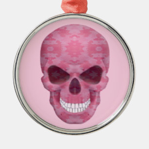 Rosa Camouflage Skullrunda ornament