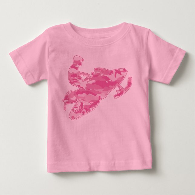 Rosa Camouflage Snowmobile T Shirt (Framsida)