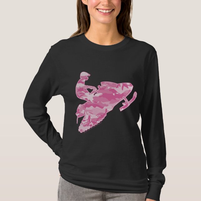 Rosa Camouflage Snowmobiler T Shirt (Framsida)