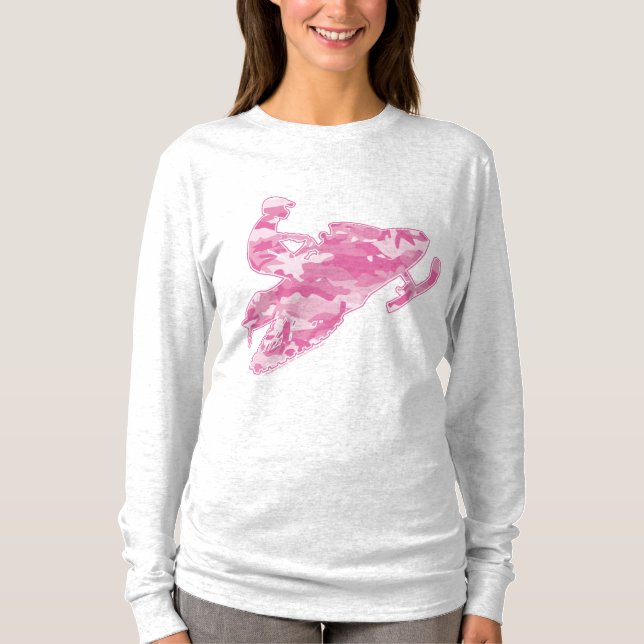 Rosa Camouflage Snowmobiler T Shirt (Framsida)