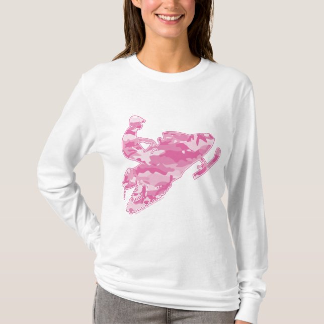 Rosa Camouflage Snowmobiler T Shirt (Framsida)