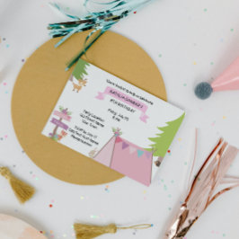 Rosa Camping Birthday-inbjudan Inbjudningar