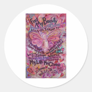Rosa Cancer Angel Dikt Anpassningsbar Art Sticker Runt Klistermärke