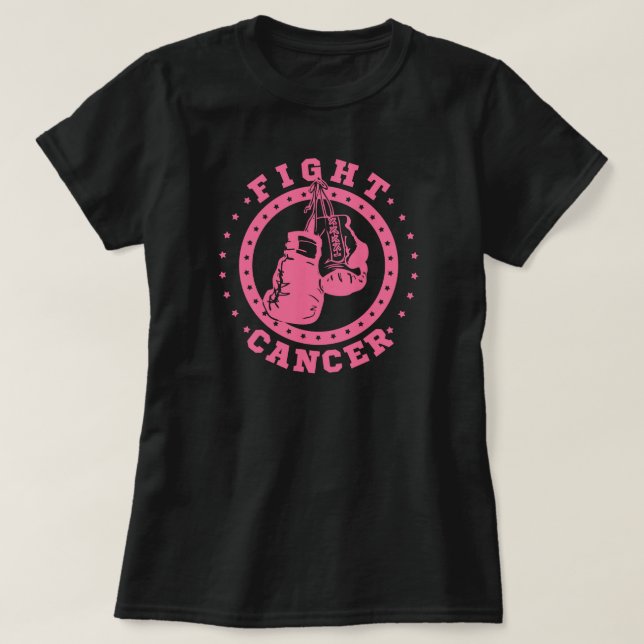 Rosa cancer för boxninghandskeslagsmål t-shirt (Design framsida)