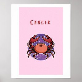 Rosa Cancer, stjärntecken, stjärnbildsutskrift Poster