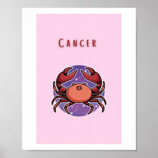Rosa Cancer, stjärntecken, stjärnbildsutskrift Poster (Framsidan)
