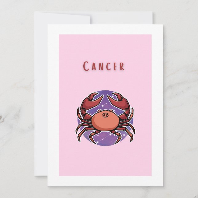 Rosa Cancer, stjärntecken, stjärntecken tryck Inbjudningar (Framsida)