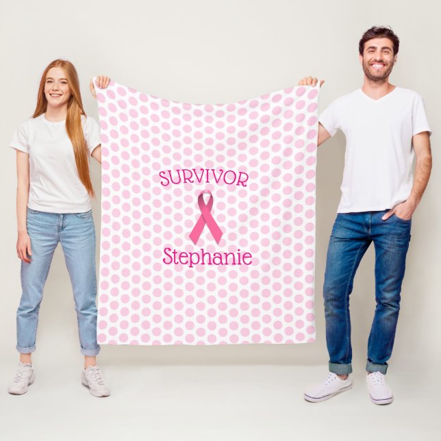 Rosa Cancer Survivor Ribbon Fleece Blanket (På plats)