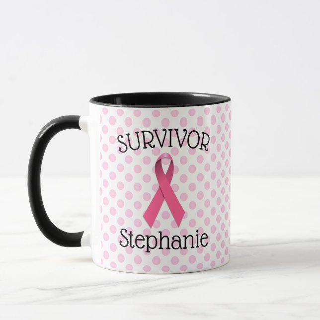 Rosa Cancer Survivor Ribbon Mugg (Vänster)