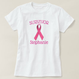 Rosa Cancer Survivor Ribbon T-Shirt