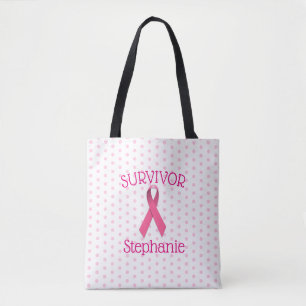 Rosa Cancer Survivor Ribbon Tote Tygkasse