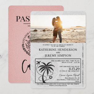Rosa Cancun Pass Bröllop Inbjudningar