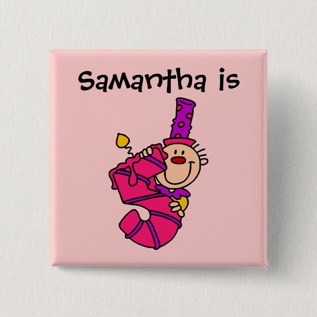 Rosa Candle Clown 5th Birthday Button Knapp (Framsida)