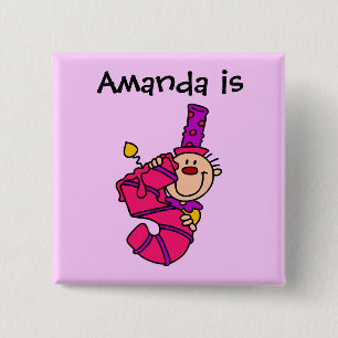Rosa Candle Clown 5th Birthday Button Knapp
