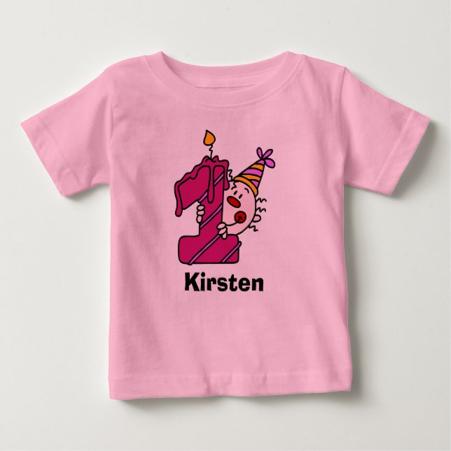 Rosa Candle Clown First Bithday T-shirt (Framsida)