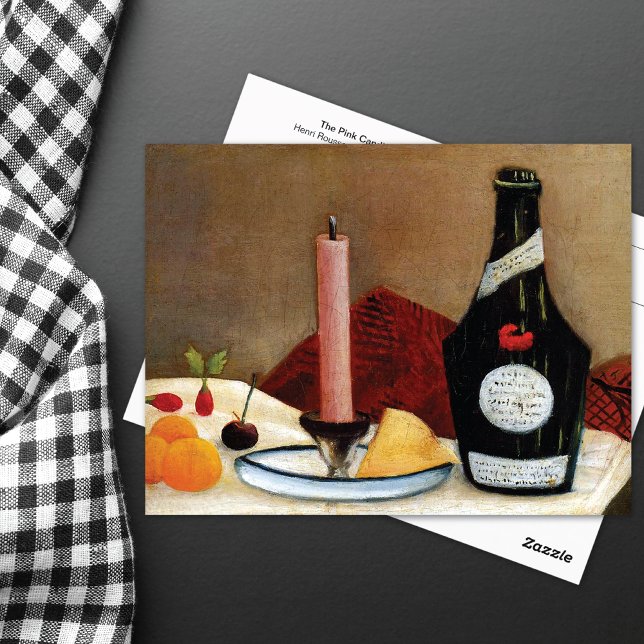 Rosa Candle Henri Rousseau still Life Vykort (Skapare uppladdad)