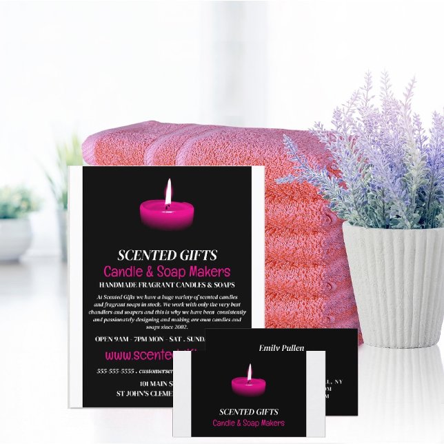 Rosa Candle, ljus och tvålverktyg Visitkort (Skapare uppladdad)