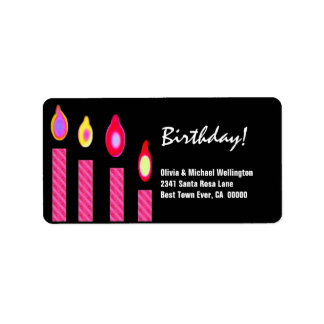 Rosa Candles Birthday Adressetikett
