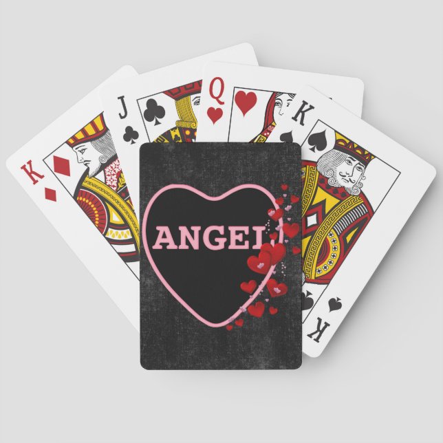 Rosa Candy Angel Heart Valentine Design 2 Spel Kort (Baksidan)