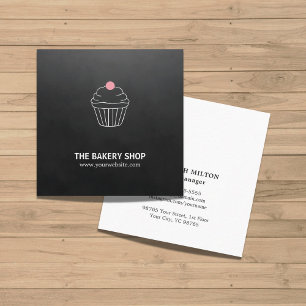 Rosa Candy Baker, modern Minimalist Black Cupkaka Fyrkantigt Visitkort