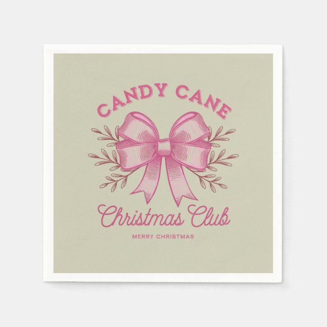 Rosa Candy cane jul Klubb Julafton Season Pappersservett (Framsidan)