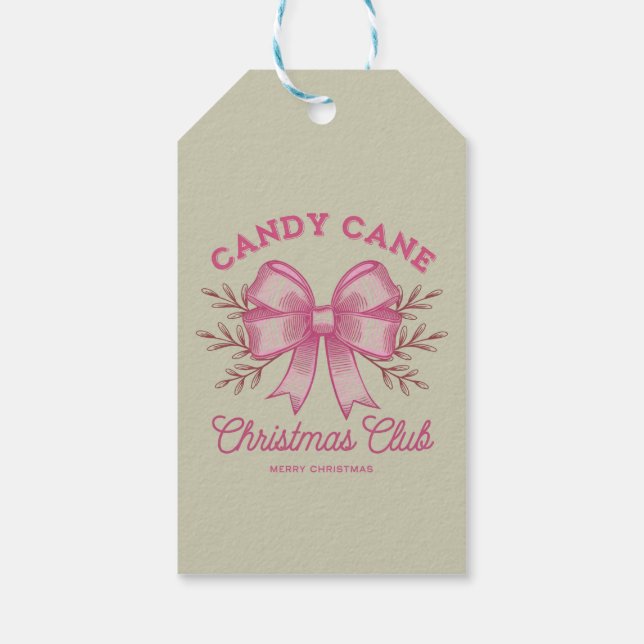 Rosa Candy cane jul Klubb Julafton Season Presentetikett (Baksidan)
