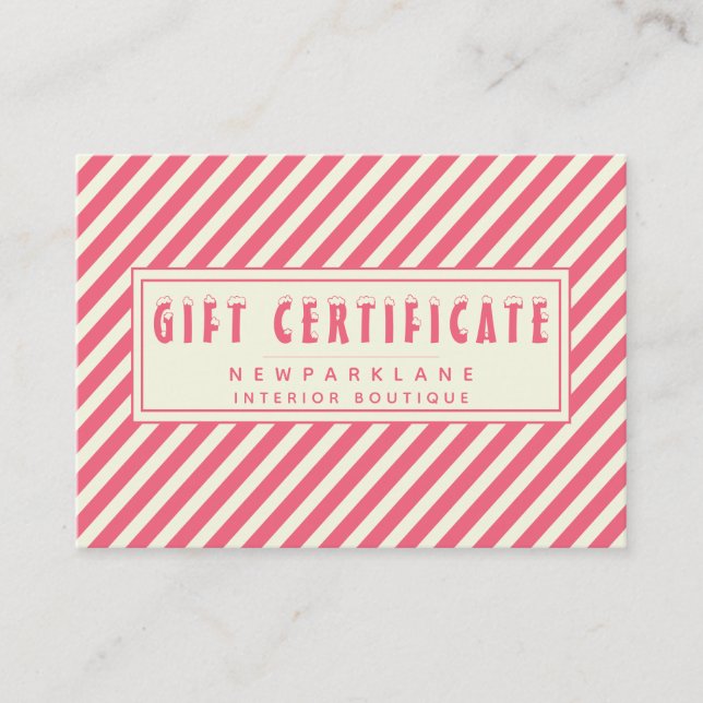 Rosa Candy cane Rand Giftcertifikat Visitkort (Framsida)