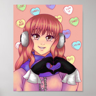 Rosa Candy Heart Girl Poster