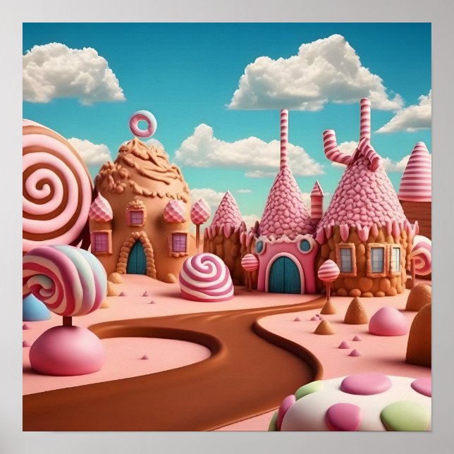 Rosa Candy Land House Scene Poster (Framsidan)