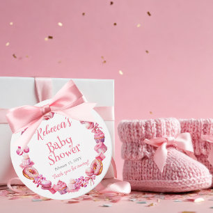 Rosa Candy Ram Girl Baby Shower Gåvor Etiketter