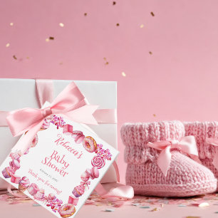Rosa Candy Ram Girl Baby Shower Gåvor Etiketter