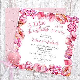 Rosa Candy Ram Girl Baby Shower Inbjudningar