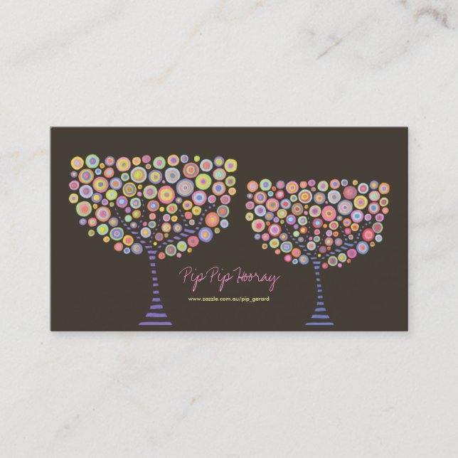 Rosa Candy Retro Personal Business Profile Card Visitkort (Framsida)