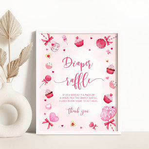 Rosa candy Valentines Baby Diaper raffle Poster